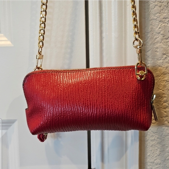 Furla Leather Clutch EUC with Crossbody Chain & Charm added - Picture 13 of 16